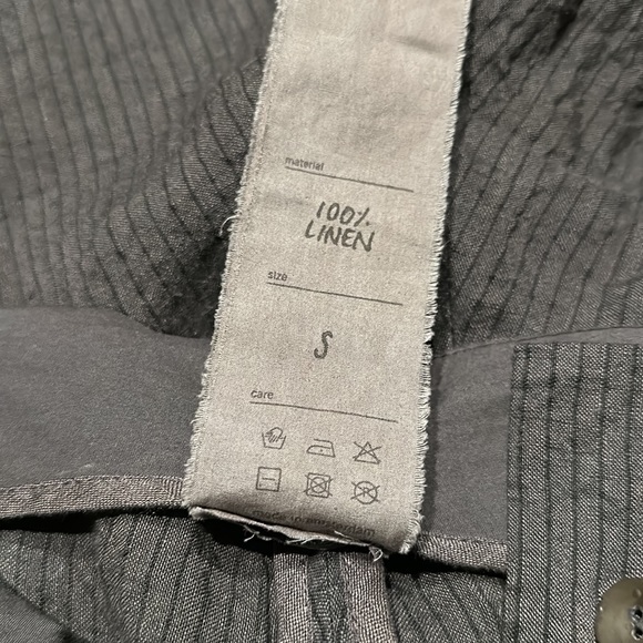 BIEK VERSTAPPEN 100% LINEN PINSTRIPE HIGH-WAISTED RELAXED CUT TROUSERS, Size S - Picture 8 of 8